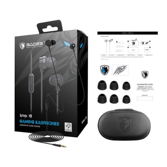 ΑκουστικάSades Gaminggg earphones WIngs 10, Magnetic, 10mm, 3.5mm, Μαύρο