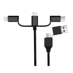 Powertech Καλώδιο USB 2.0 & Type-C σε USB Type-C/Micro/8pIn CAB-U118, 1m Μαύρο