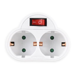 Powertech αντάπτορας ρεύματος PT-814, 2x schuko, 250V 16A, λευκό