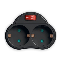 Powertech αντάπτορας ρεύματος PT-815, 2x schuko, 250V 16A, Μαύρο