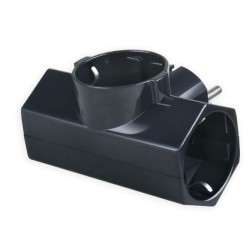 Powertech αντάπτορας ρεύματος PT-813, 3x schuko, 250V 16A, Μαύρο