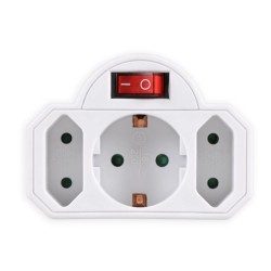 Powertech αντάπτορας ρεύματος PT-826, 1x schuko, 2x euro, 16A, λευκό