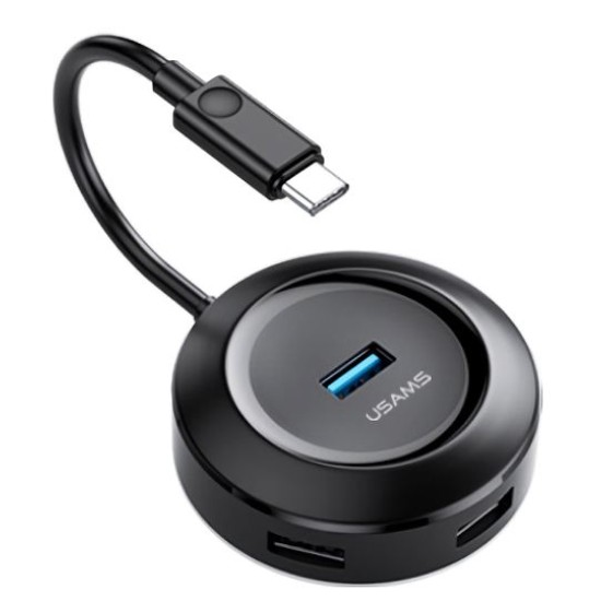 Usams USB Type-C hub SJ415 USB 3.0, 1x USB 3.0, 3x USB 2.0, 1m, Μαύρο