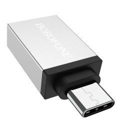 Borofone αντάπτορας BV3, Type-C σε USB 3.0, OTG, Ασημί