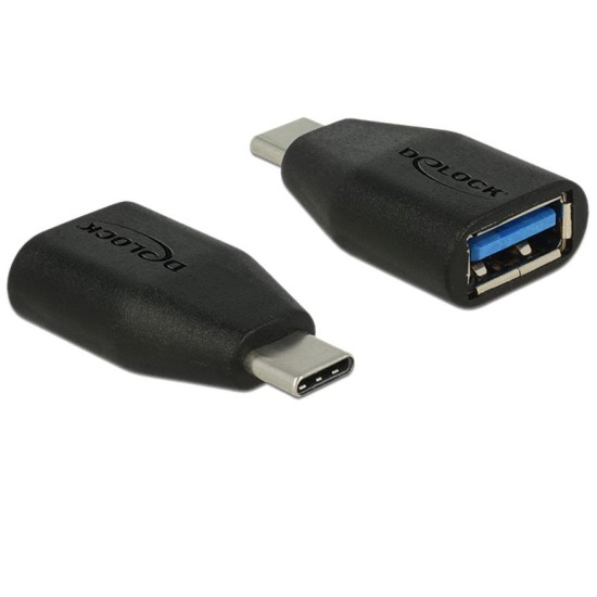 Delock Adapter USB 3.1 Type-C σε USB Female, Superspeed, Μαύρο