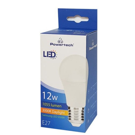 Powertech LED Λάμπα Globe E27-006 12W, 3000K, E27, Θερμό Λευκό 1055lm