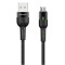 Borofone καλώδιο USB σε Micro USB BU17, LED, 2.4A, 1.2m, Μαύρο