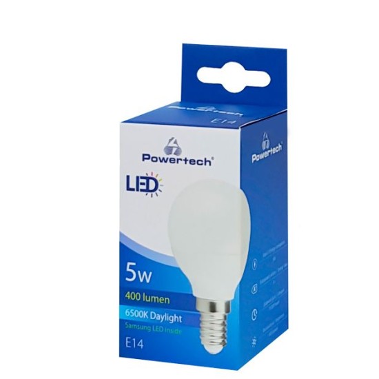 Powertech LED Λάμπα Mini Globe E14-006 5W, 6500K, E14, Ψυχρό Λευκό 400lm