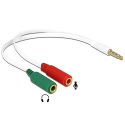 Delock Αντάπτορας από 2x 3.5mm 3-pin σε 3.5mm 4-pin Λευκό