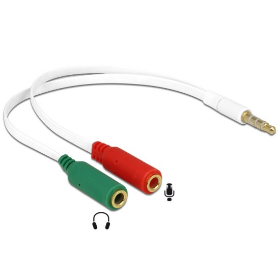 Delock Αντάπτορας από 2x 3.5mm 3-pin σε 3.5mm 4-pin Λευκό