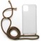 Διάφανη θήκη Crossbody Inos για το iPhone 11 Pro Max με καφέ κορδόνι