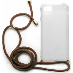 Διάφανη θήκη Crossbody Inos για τα iPhone 7/ 8 SE (2020) με καφέ κορδόνι