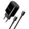 Awei φορτιστής τοίχου με καλώδιο PD2, USB + Type-C, 20W, Μαύρο