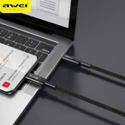 Awei καλώδιο USB Type-C CL-117T, PD 100W, 5A, 1m, Μαύρο