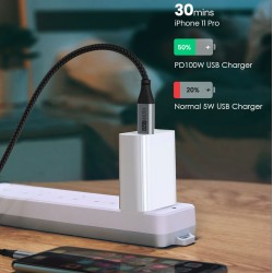 Cabletime καλώδιο USB Type-C C160, PD100W, USB 2.0, 5A, 2m, Μαύρο