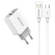 Awei φορτιστής τοίχου με καλώδιο PD4, USB & Type-C, 20W, Λευκό