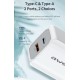 Awei φορτιστής τοίχου με καλώδιο PD4, USB & Type-C, 20W, Λευκό
