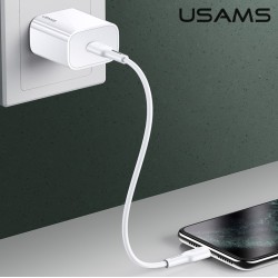 Usams φορτιστής τοίχου US-CC118, 1x Type-C, PD3.0 20W 3A, Λευκό