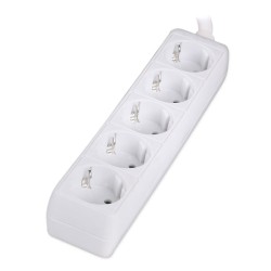 Powertech πολύπριζο PT-869, 5x schuko, 16A, 1.5m, Λευκό