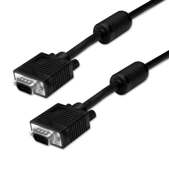 Powertech Καλώδιο VGA 15pIn M-M, Full HD, Copper, 3+6, 2x ferrites, 3m Μαύρο