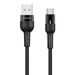 Borofone καλώδιο USB σε Type-C BU17, LED, 2.4A, 1.2m, Μαύρο