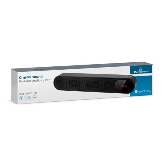 POWERTECH soundbar PT-986, 2x 5W RMS, TWS, FM, 1200mAh, μαύρο