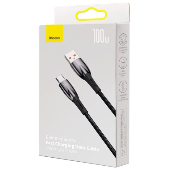 Baseus Glimmer Series Fast Charging Cable USB-A - USB-C 100W 480Mbps 2m Μαύρο