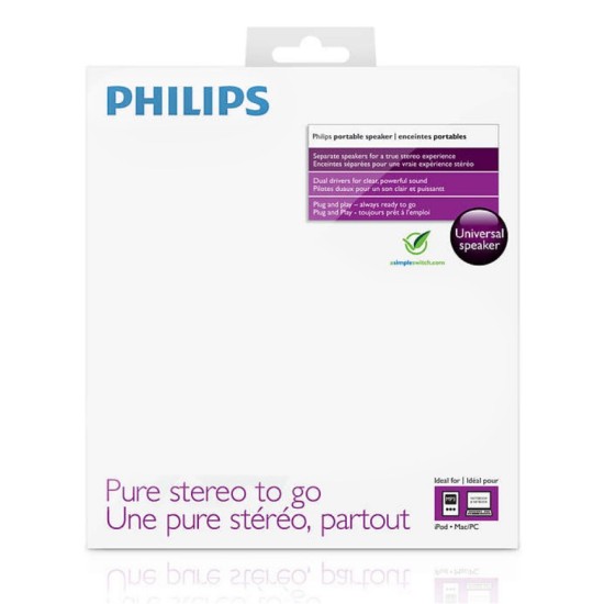 PHILIPS Φορητό παθητικό ηχείο SBP1120/10, 2.0 Channel, 3.5mm jack, Black