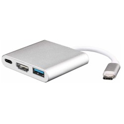 Adapter - Type C to HDMI 4K*2K, USB, USB Type C - metal 0,25 metres white