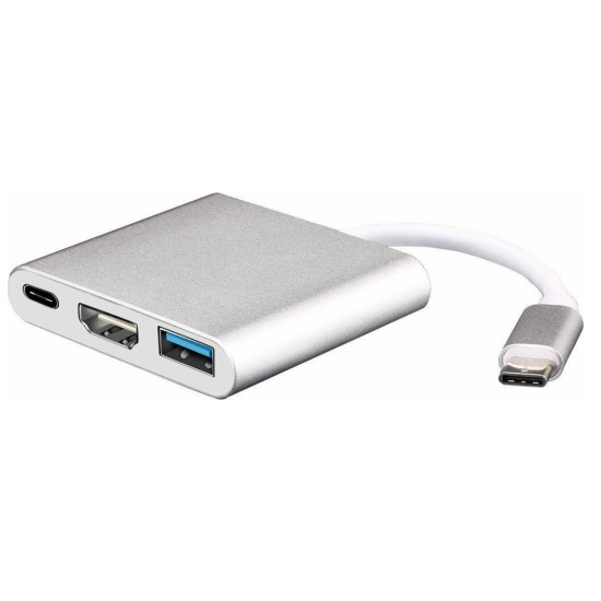 Adapter - Type C to HDMI 4K*2K, USB, USB Type C - metal 0,25 metres white