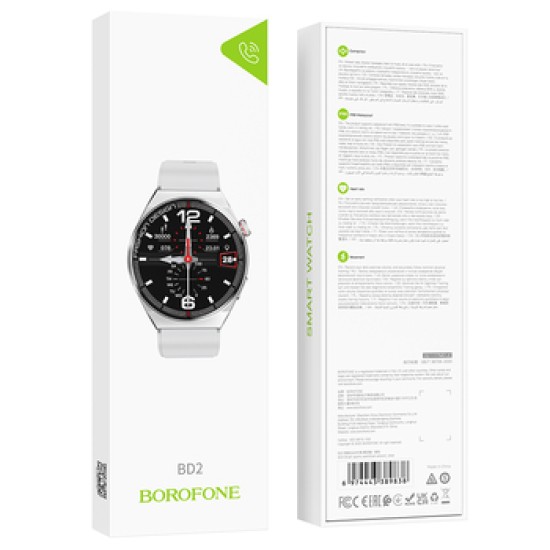 Borofone BD2 Smartwatch με Παλμογράφο (Ασημί)