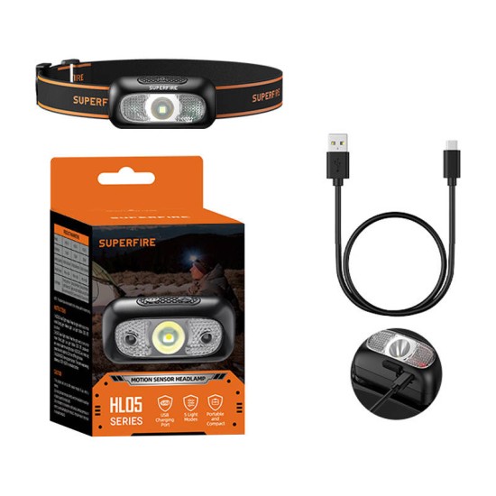 Headlight Superfire HL05-D, 110lm, USB