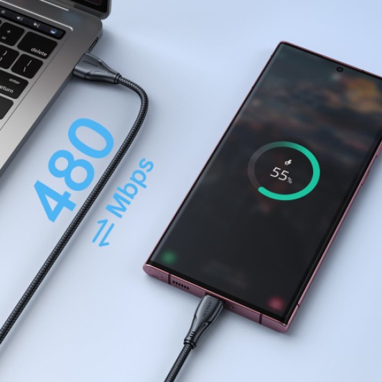 Joyroom S-UC027A11 Braided USB 2.0 Cable USB-C male - USB-A male Μαύρο 0.25m