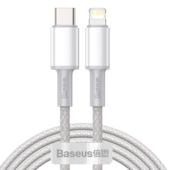 Baseus High Density Braided USB-C to Lightning Cable 20W Λευκό 2m (CATLGD-A02)