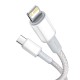 Baseus High Density Braided USB-C to Lightning Cable 20W Λευκό 2m (CATLGD-A02)