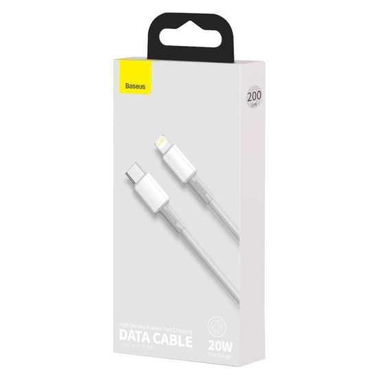 Baseus High Density Braided USB-C to Lightning Cable 20W Λευκό 2m (CATLGD-A02)