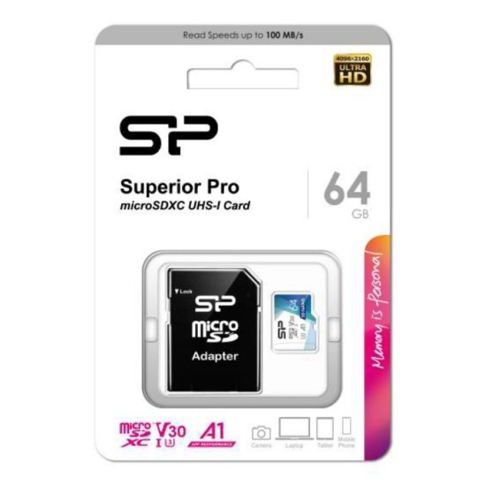 SILICON POWER κάρτα μνήμης Superior Pro microSDXC UHS-I, 64GB, Class 30