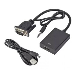 POWERTECH αντάπτορας VGA & 3.5mm σε HDMI PTH-078, μαύρος