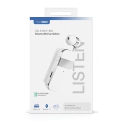 Egoboo Clip+Go In-ear Bluetooth Handsfree Ακουστικό Λευκό