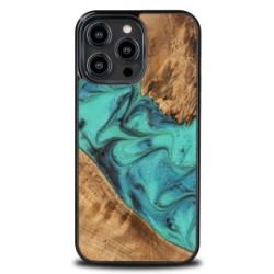 Bewood Unique Turquoise iPhone 14 Pro Max and Resin Case - Turquoise Black