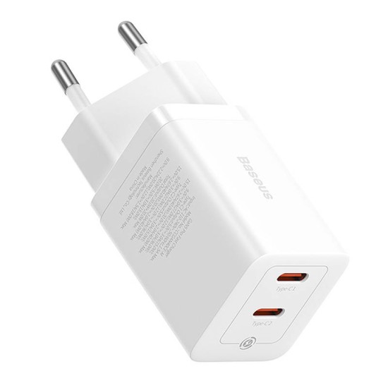 Baseus Φορτιστής Χωρίς Καλώδιο με 2 Θύρες USB-C και Καλώδιο USB-C 40W (GaN5 Pro)Λευκός