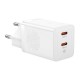 Baseus Φορτιστής Χωρίς Καλώδιο με 2 Θύρες USB-C και Καλώδιο USB-C 40W (GaN5 Pro)Λευκός