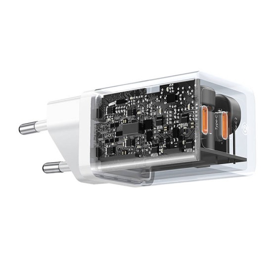 Baseus Φορτιστής Χωρίς Καλώδιο με 2 Θύρες USB-C και Καλώδιο USB-C 40W (GaN5 Pro)Λευκός