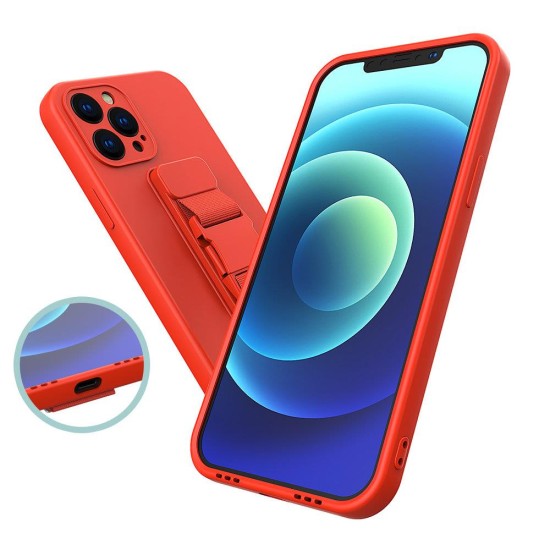 Rope Back Cover Σιλικόνης με Λουράκι Galaxy A12 Σκούρο Μπλε