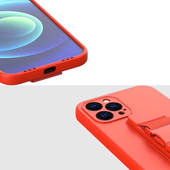 Rope Back Cover Σιλικόνης με Λουράκι Galaxy A12 Σκούρο Μπλε