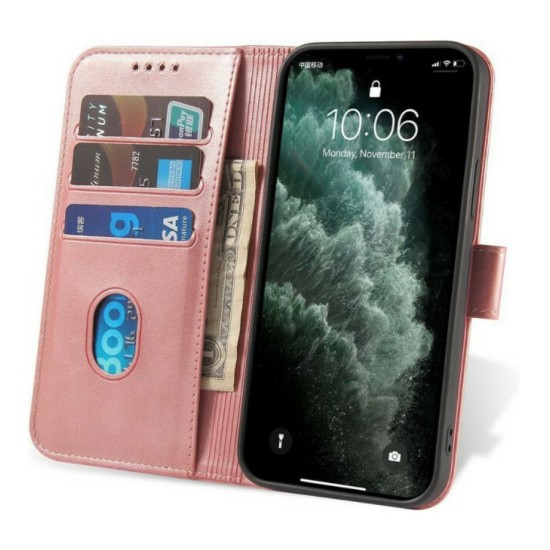 Magnet Case κομψή θήκη βιβλίο με βάση στήριξης για Phone 12 Pro Max Ροζ Magnet Case κομψή θήκη βιβλίο με βάση στήριξης για Phone 12 Pro Max Ροζ
