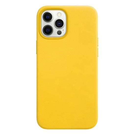 ECO Δερμάτινη θήκη για iPhone 12 Pro / iPhone 12 Κίτρινη