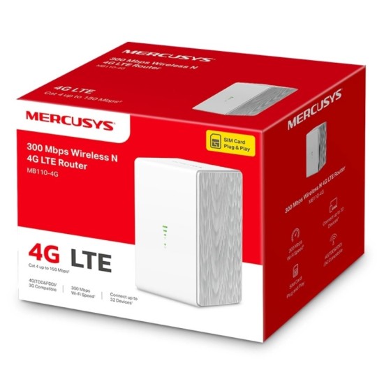 MERCUSYS Wireless N 4G LTE Router, 300 Mbps, Ver: 1.0