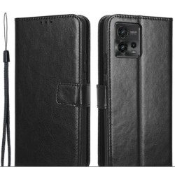 Θήκη Πορτοφόλι με Βάση Στήριξης για Motorola Moto G72 4G - Μαύρο
