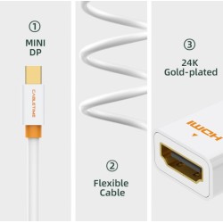 CABLETIME αντάπτορας Mini DisplayPort σε HDMI AV589, 4K, 0.2m, Λευκό